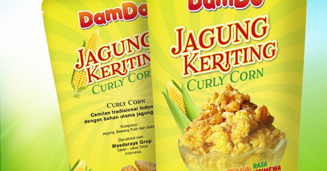 Desain kemasan jagung kriting damdo